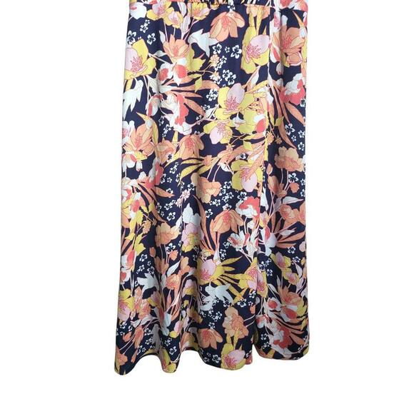 Julia Jordan Dress Womens Size 10 Pink Blue Floral Print Short Sleeve VNeck Midi - Picture 3 of 11